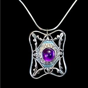 Boho Western Chic Silver and Purple Pendant Necklace. NWOT